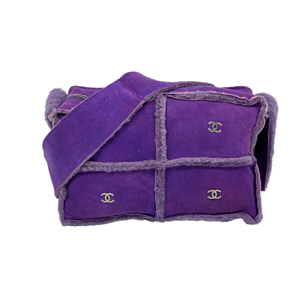 Chanel Shoulder Bag, Shearling, Purple, Women's, P3520326
